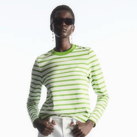 COS, green striped Breton tee