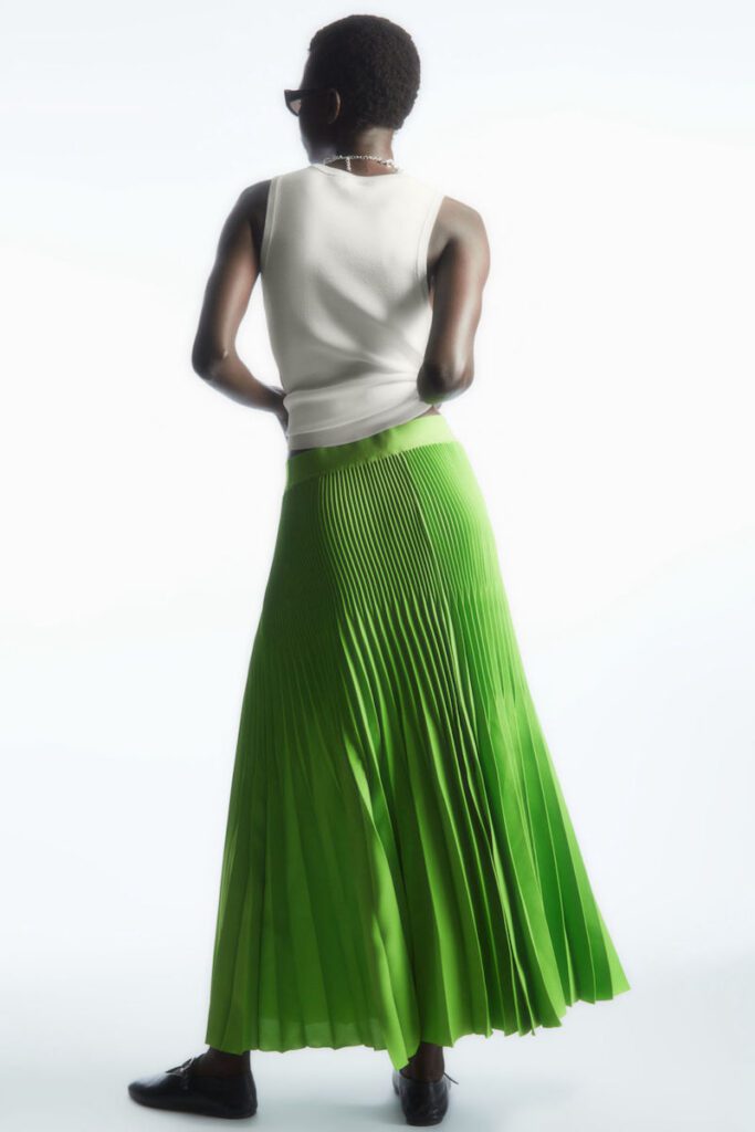 COS green pleated midi