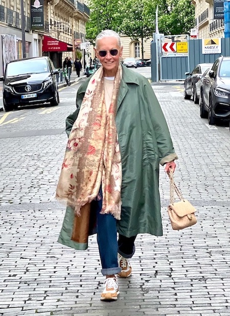 Crimson Cashmere, silk shawl worn by Linda V Wright