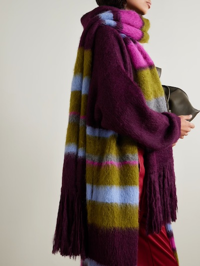 Huge multi coloured stripe blanket scarf