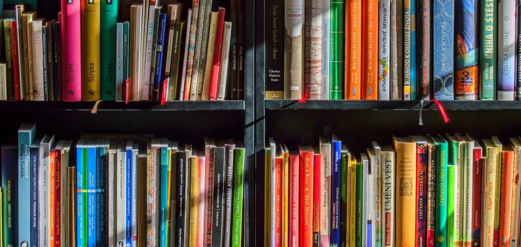 Lifelong learning, library book shelf